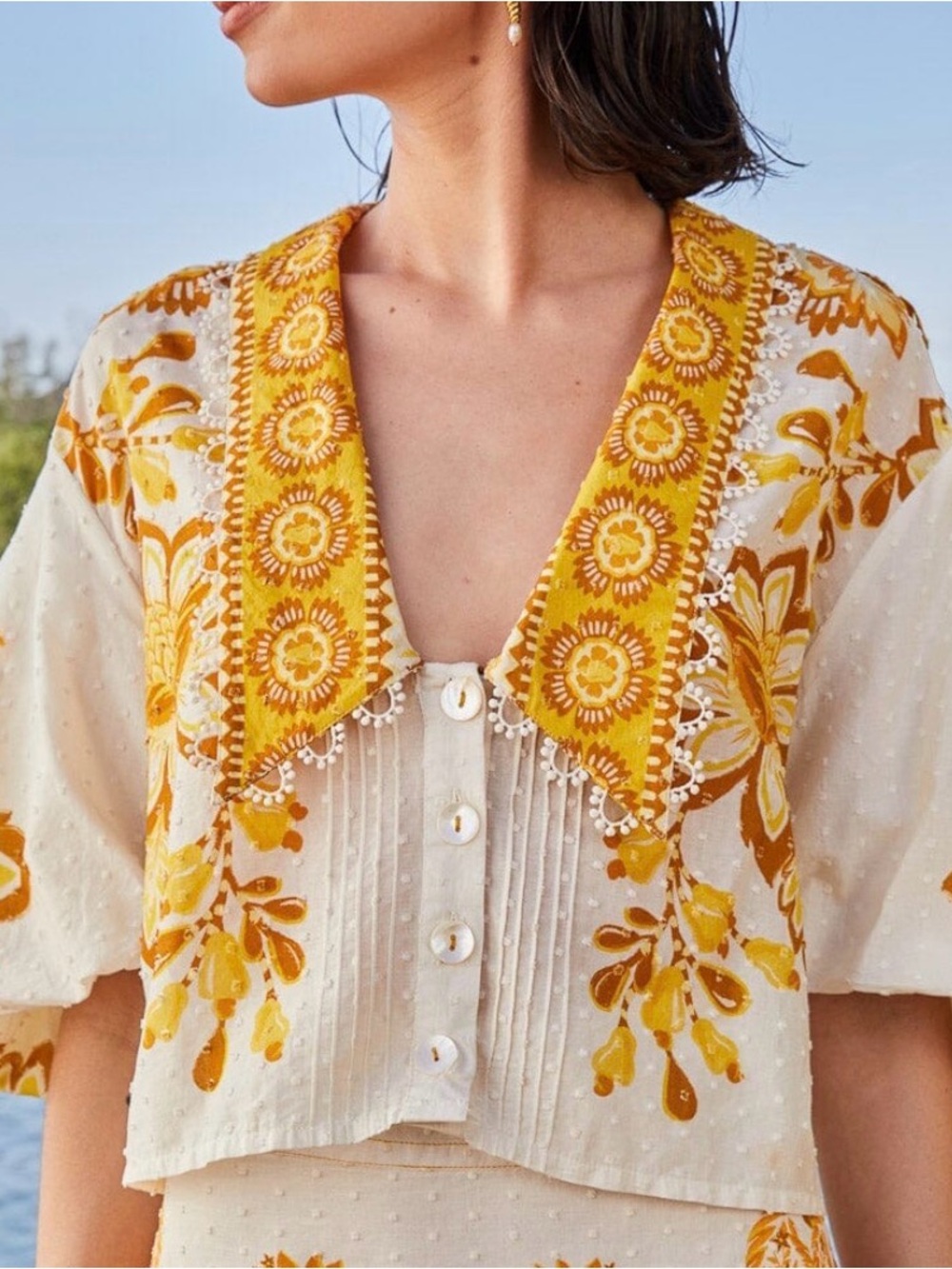 Farm Rio Off-White Aura Floral Blouse